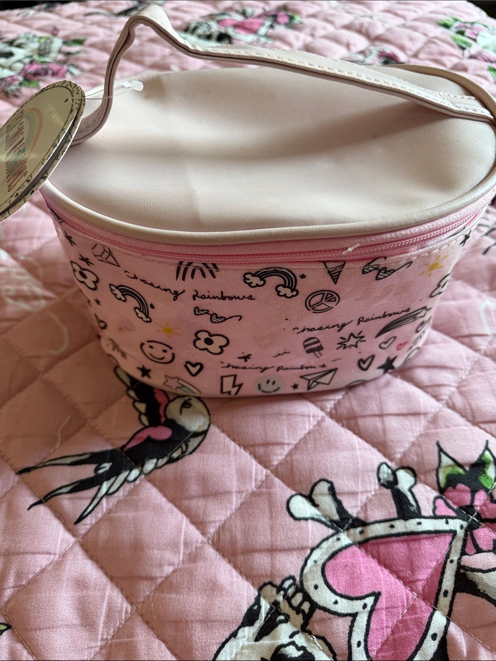 Pink Patterned Women's Cosmetic Bag